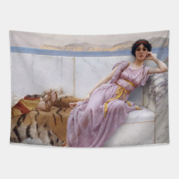 Eighty and Eighteen by John William Godward Tapestry by Classic Art Stall