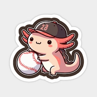 axolotl funny play baseball Magnet