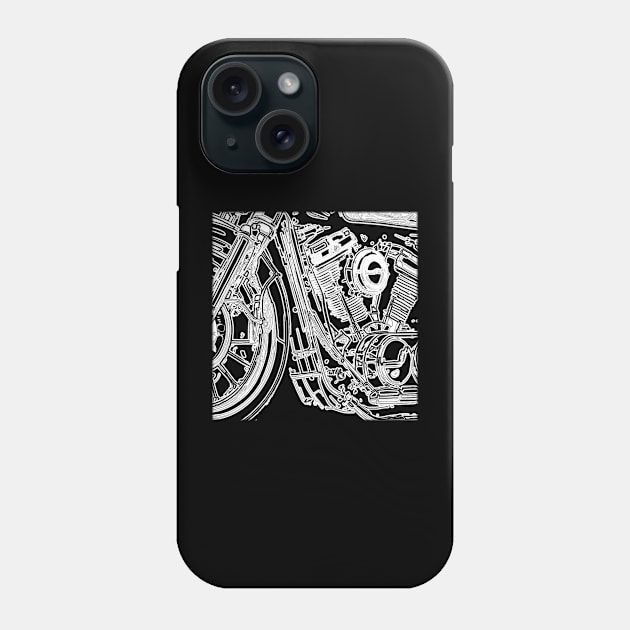 Motorcycle - Hog Lovers Engine Sketch Phone Case by ToochArt