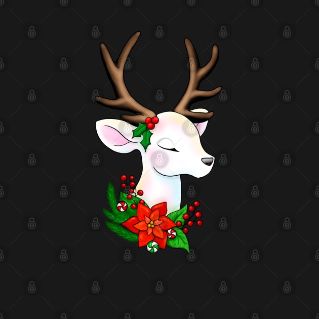 Elegant Christmas Reindeer Illustration by Lady Lilac