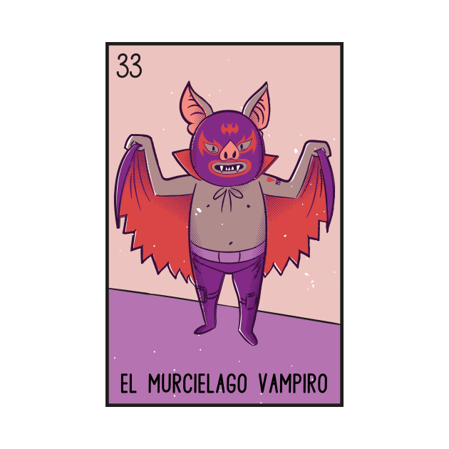 El Murciélago Vampiro // Mexican Luchador Vampire Bat Loteria Card by SLAG_Creative