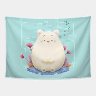 Sleeping Meditation Bear Tapestry