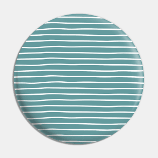 Dusty Turquoise & White Handdrawn Stripes Pin