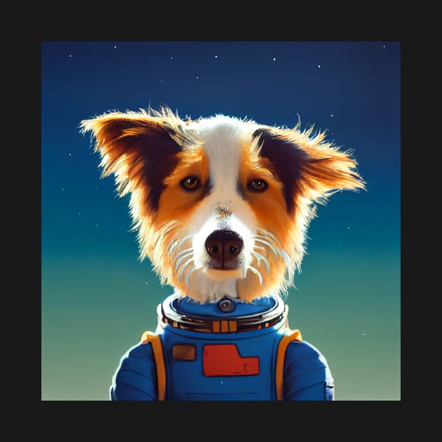 Border Collie wearing astronaut clothing by Studiowatermars
