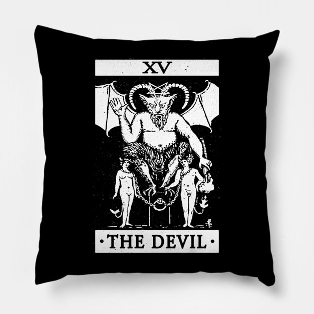 VINTAGE TAROT CARD T SHIRT, THE DEVIL CARD, OCCULT, TAROT Pillow by Tshirt Samurai