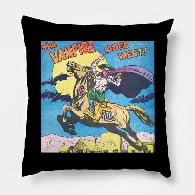 Vampire Goes West Pillow by Comic Dzyns