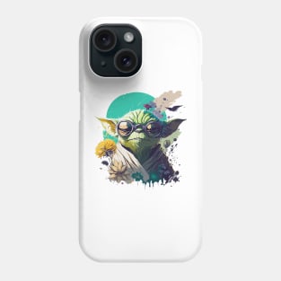 Lunar Sage: Old Yoda Beneath the Green Moon Phone Case