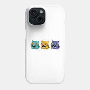 Yellow teal and violet stylized cats Phone Case