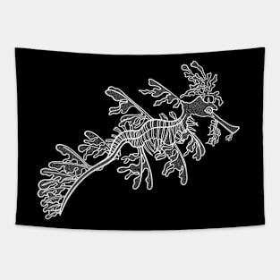 Hand drawn Leafy Seadragon - cute marine animal design Tapestry