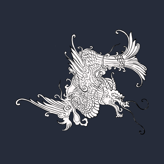 Asian Dragon in White and Black by Pixelchicken