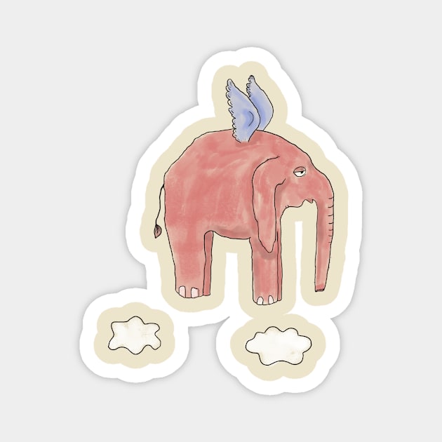 "pink elephant tired of flying" Magnet by Mashas01ar