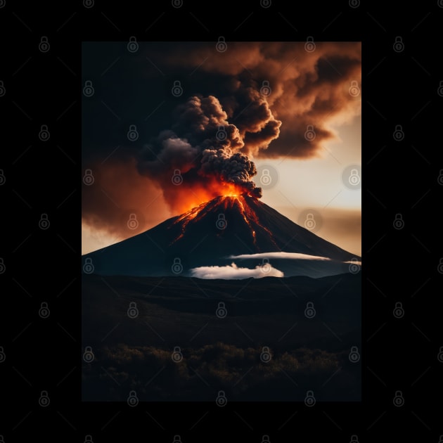 Volcano eruption with lava flow by AnnArtshock