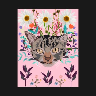 Floral Cat Fantasy T-Shirt