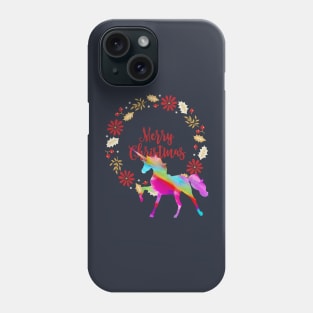 Unicorn Christmas Wreath (rainbow horse) Phone Case