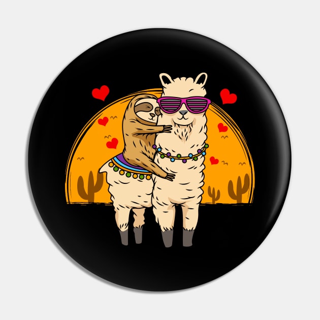 Sloth Riding Llama Cute Fluffy Lama & Sleepy Sloth Pin by theperfectpresents