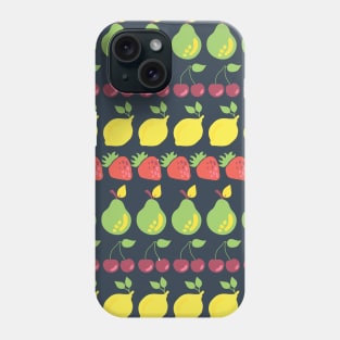 Pears, strawberries, lemons, and cherries in rows Phone Case