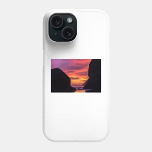 Colorful sunset between two rocks Phone Case