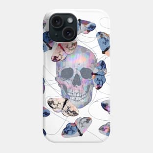 clouded silver moth - blue - skull Phone Case