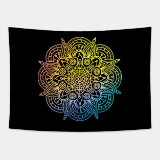 Neon Rainbow Mandala Tapestry