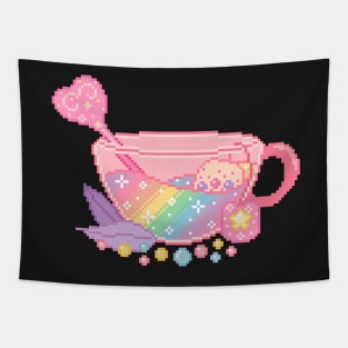 Galaxy Tea Pixel Art Tapestry