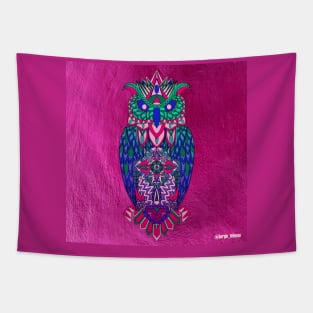 the mexican owl in totonac in ecopop pattern Tapestry