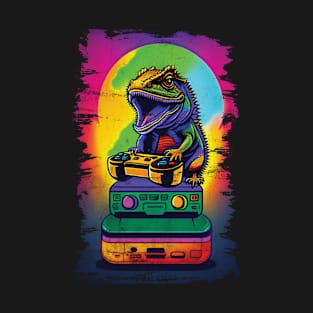 Bearded Dragon Playing Video Games Retro Reptiles Lover T-Shirt