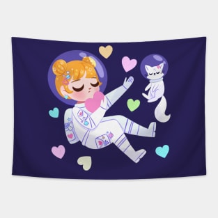 Astronaut Hearts Tapestry