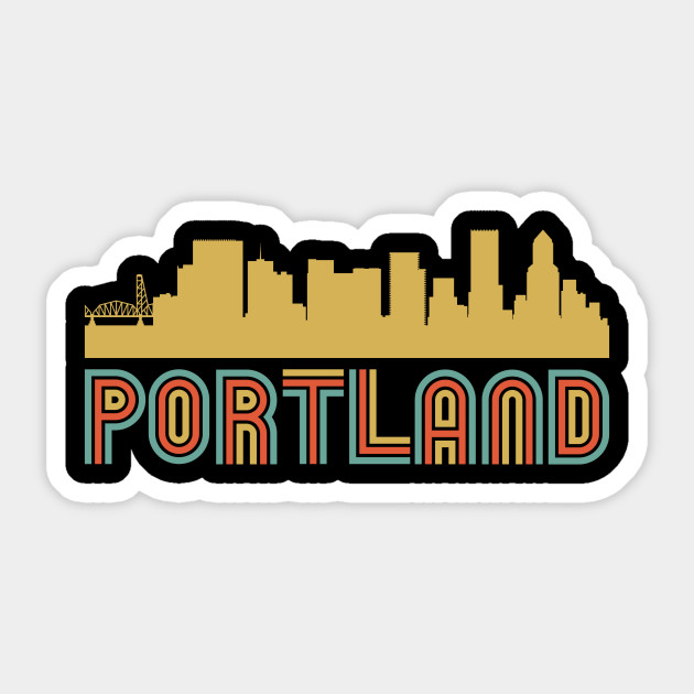 Vintage Style Portland Oregon Skyline Portland Sticker Teepublic Uk