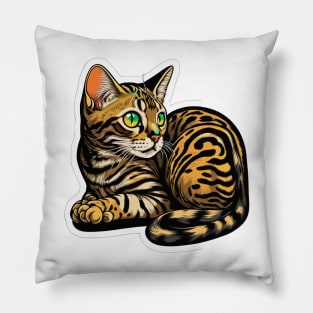 Exotic Bengal Cat Sticker - Premium Quality Pillow