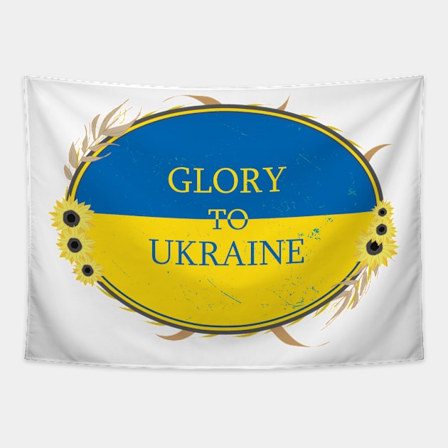 Glory To Ukraine Slava Ukraini Tapestry by IbaraArt