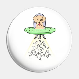 Funny retriever dog is flying a ufo Pin