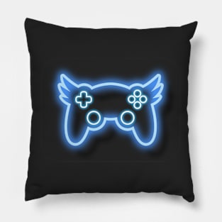 Neon Blue Winged Controller Pillow