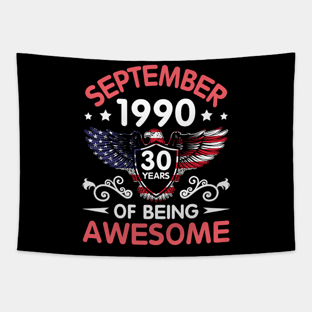 USA Eagle Was Born September 1990 Birthday 30 Years Of Being Awesome Tapestry by Cowan79