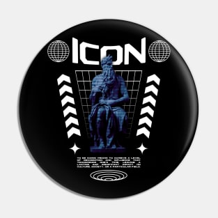 Icon Statue Blue Purple Modern Streetwear Graphic Design Pin