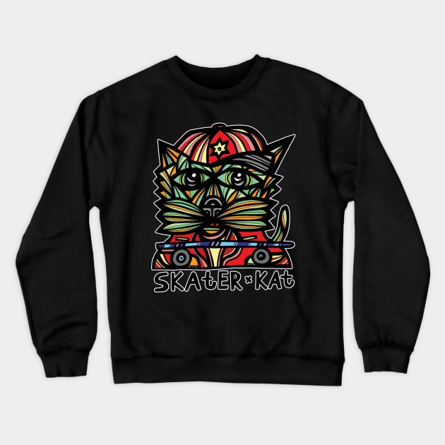 Skater Kat Crewneck Sweatshirt by The BuddaKats