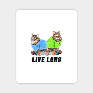 Live Long Cats Watercolor Cat Portrait Magnet