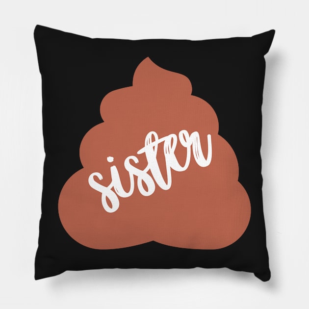 Sister Poop Family Emoji Sticker Pillow by meganelaine092