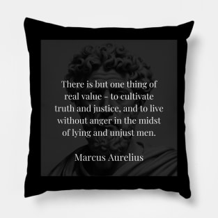 Marcus Aurelius's Wisdom: Cultivating Truth and Justice Amidst Adversity Pillow