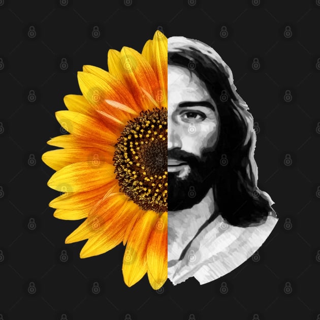 Jesus Christ Sunflower Christian God Faith Flower by Maxx Exchange