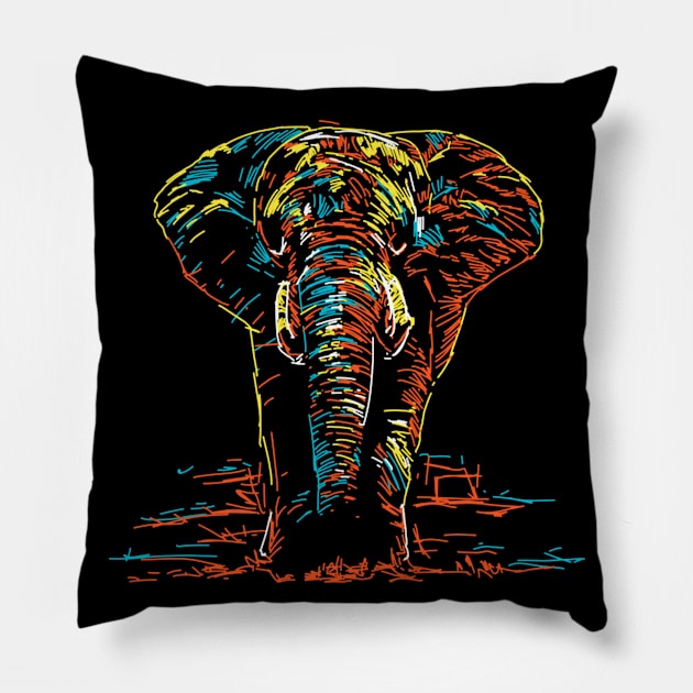 Abstract colourful elephant Pillow by Rakos_merch