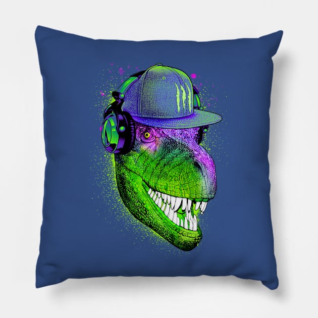 Jurassic Dj Pillow by Moncheng