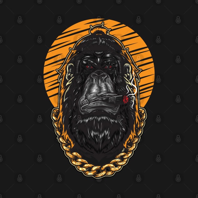 Gorilla Character Head Gangster Swag by Eskitus Fashion