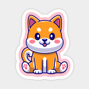 Cute Shiba Inu Sitting Cartoon Magnet