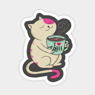 cat love coffee Magnet