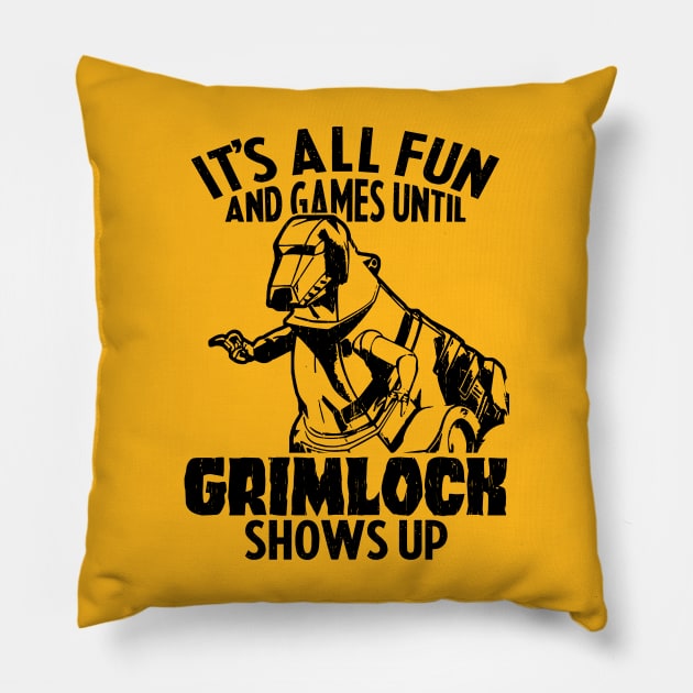 GRIMLOCK : Transformers GEN 1 - fun & games Pillow by ROBZILLA