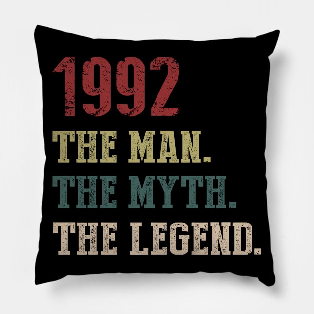 Vintage 1992 The Man The Myth The Legend Gift 28th Birthday Pillow by Foatui