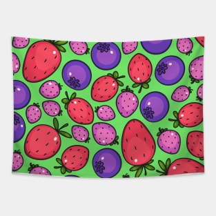Extra fresh berries summer green pattern Tapestry