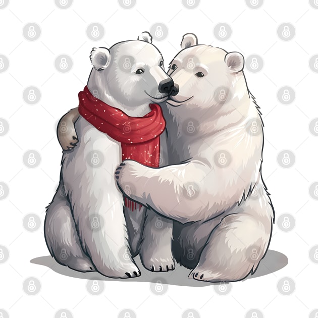 Valentine Cartoon Polar Bear Couple by Chromatic Fusion Studio