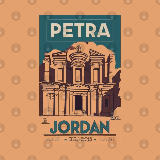 A Vintage Travel Art of Petra - Jordan by goodoldvintage