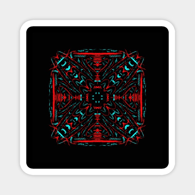 Red and blueish Mandala Magnet by JunkfoodDesign